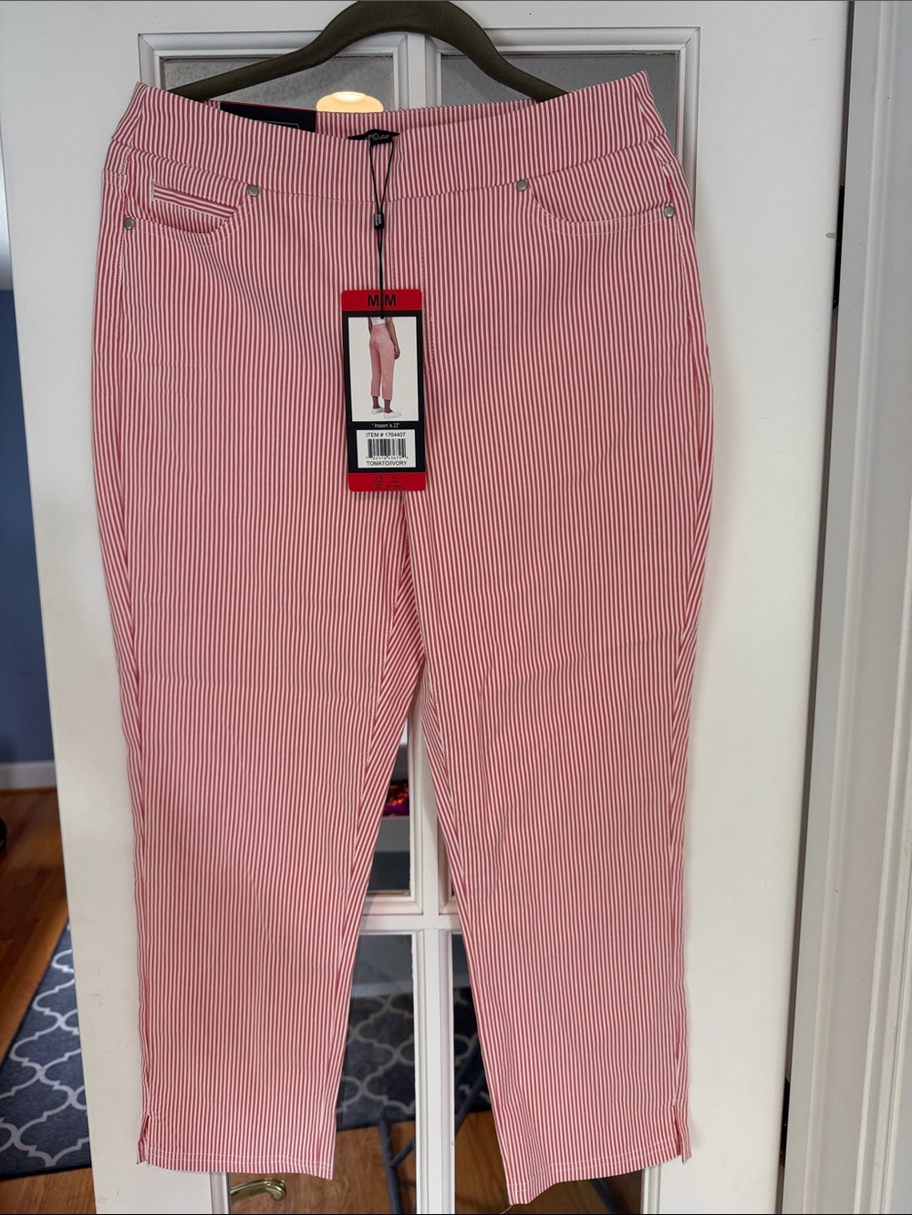 Mario Serrani Red & White Striped Cropped Pants